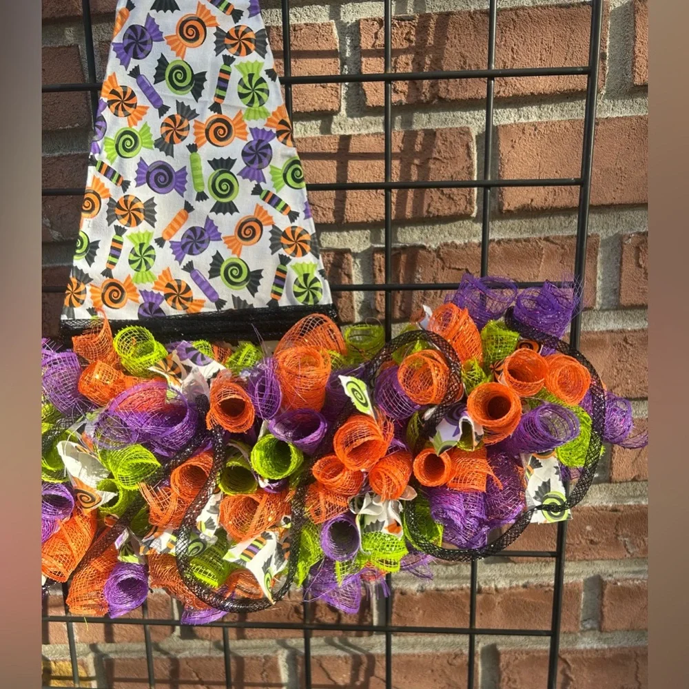 Colorful Halloween Witch Hat Wreath